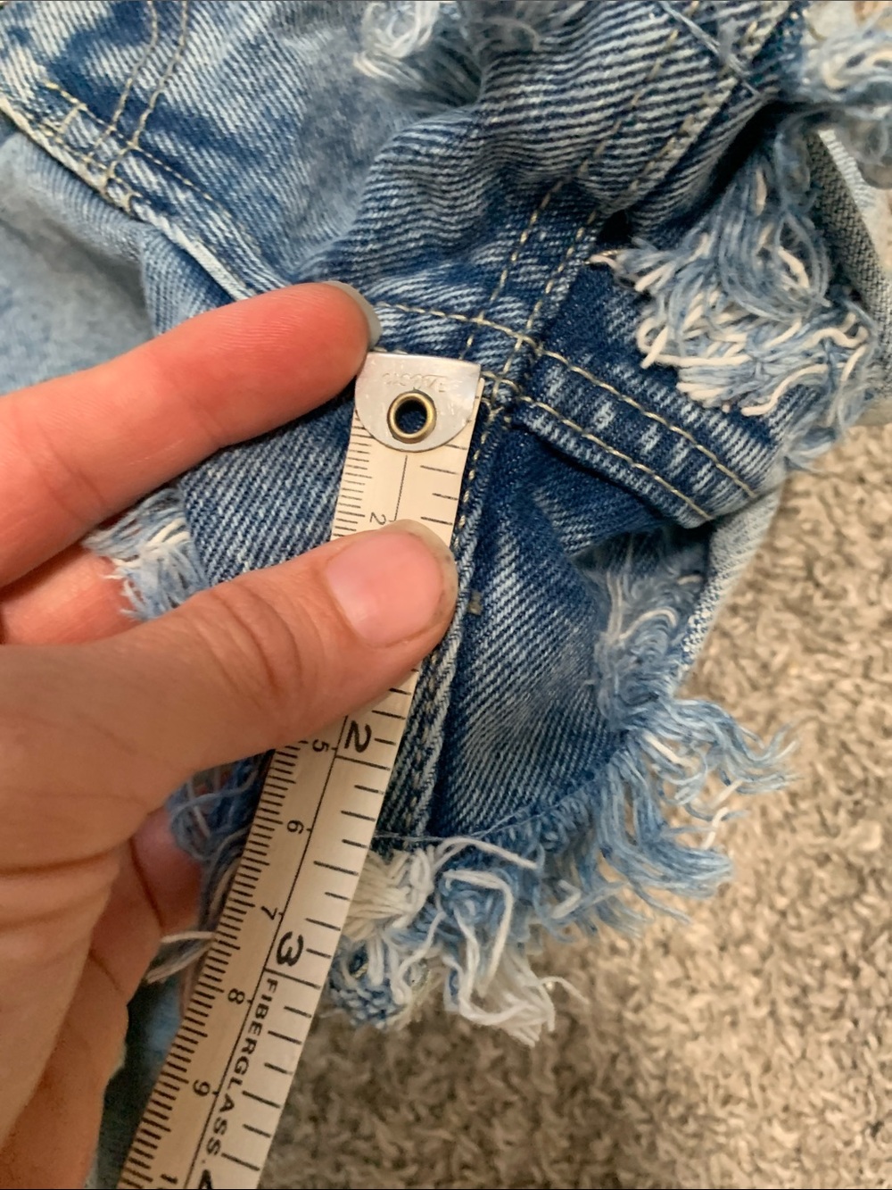 Streetwear Society Distressed Button Fly High-Waist Blue Denim Shorts - Picture 6 of 10